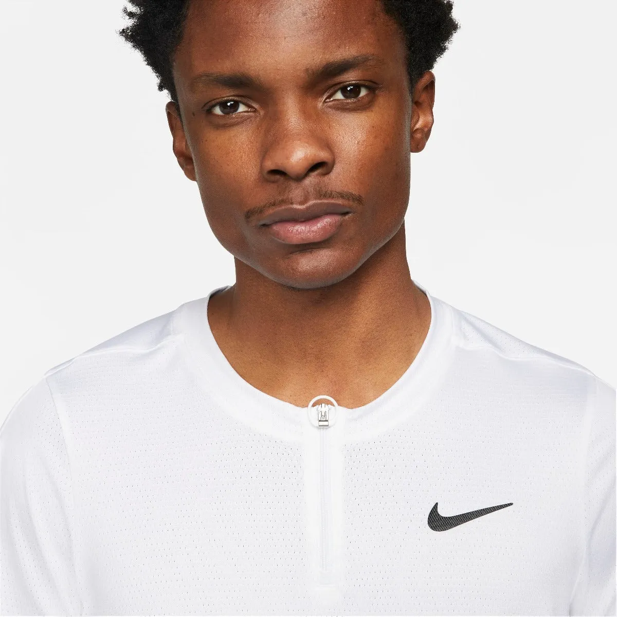 Nike Men's Dri-FIT Advantage Zip Polo (White/Black)