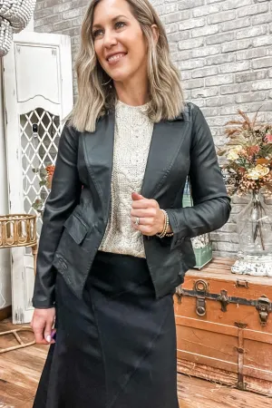 Notch Collar One Button Blazer