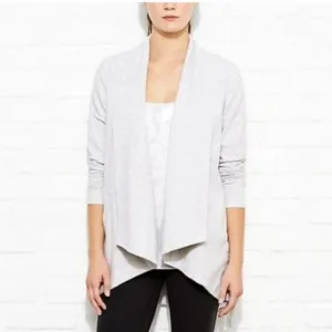 NWT Athleta Women's Gray Cardigan Sweater French Terry Tranquility Wrap Size XS
