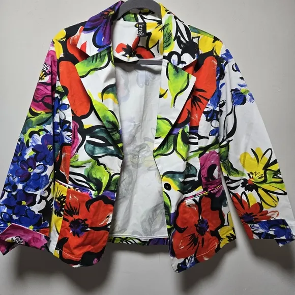 NWT Berek Garden Floral Burst Blazer Suit Jacket Colorful Bright Flowers