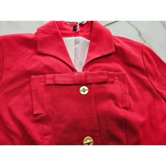NWT Cabi Women's Carol Beau Red Bow Blazer Short Jacket Love Collection Size 6