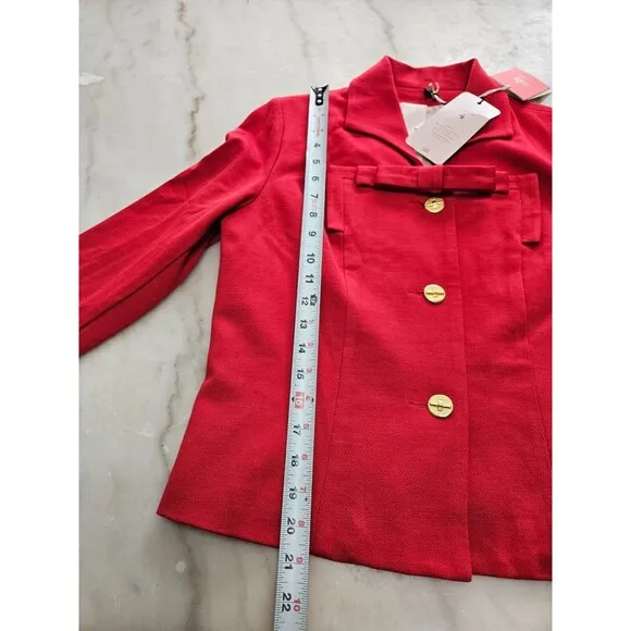NWT Cabi Women's Carol Beau Red Bow Blazer Short Jacket Love Collection Size 6