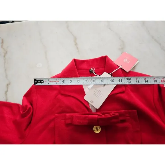 NWT Cabi Women's Carol Beau Red Bow Blazer Short Jacket Love Collection Size 6