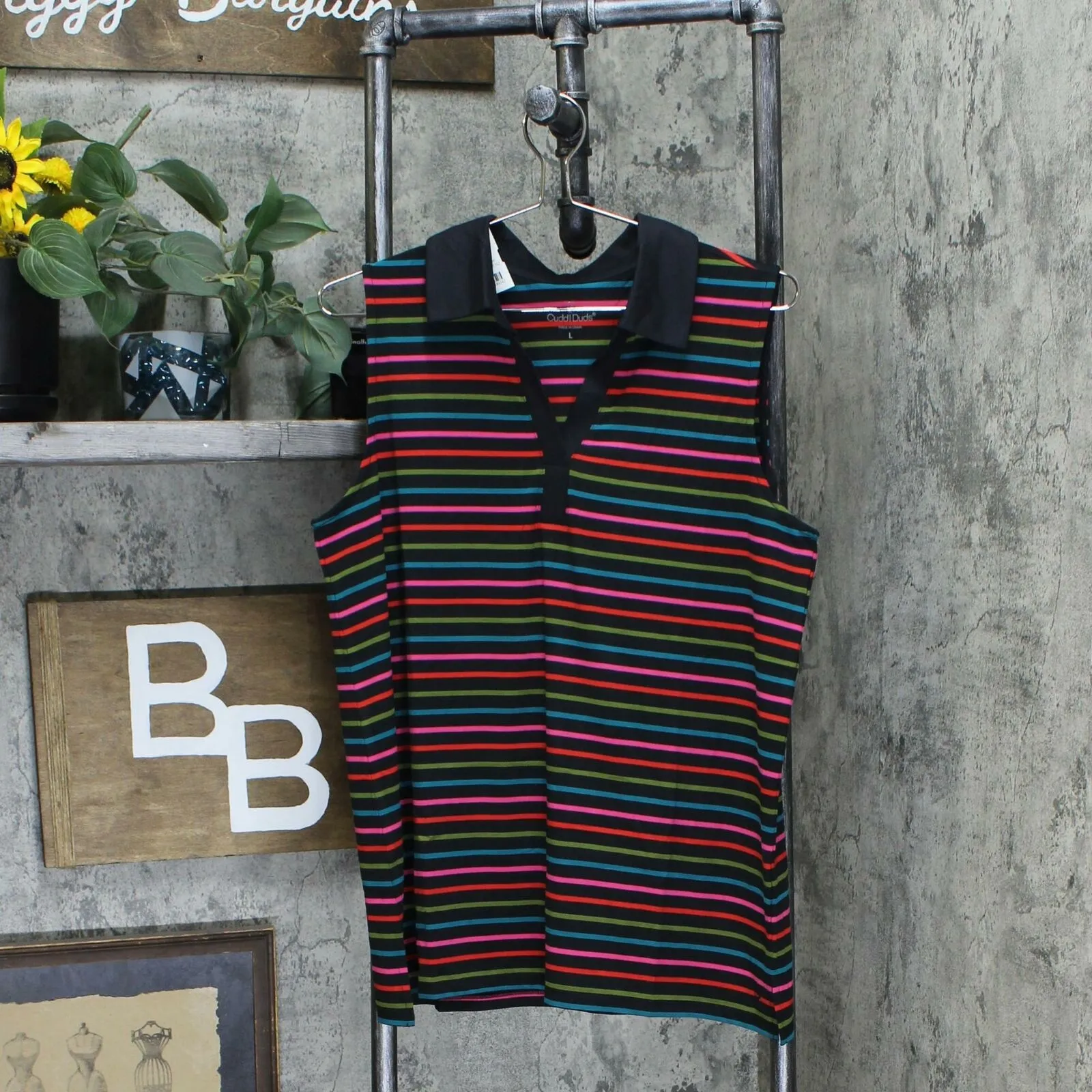 NWT Cuddl Duds Women's Jersey Knit Flexwear Sleeveless Polo Shirt. A373762 Large