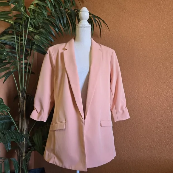 NWT INC International Concepts 3/4 Sleeve Blazer Creamy Peach Long Fit XL