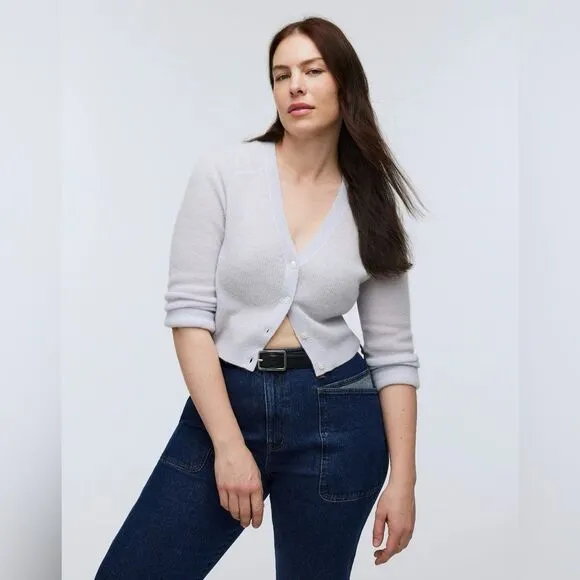 NWT Madewell Alpaca-Blend V-Neck Cropped Cardigan Sweater in Violet Quartz