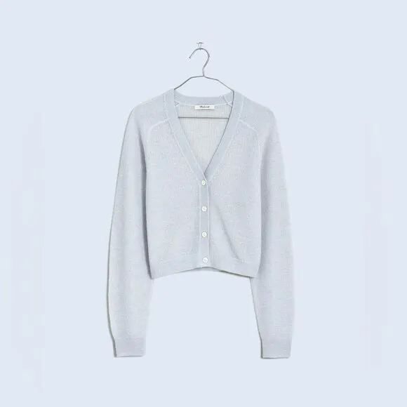 NWT Madewell Alpaca-Blend V-Neck Cropped Cardigan Sweater in Violet Quartz