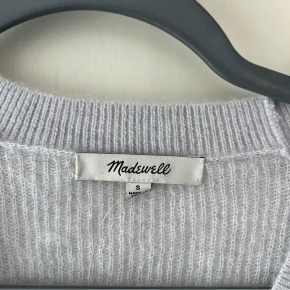 NWT Madewell Alpaca-Blend V-Neck Cropped Cardigan Sweater in Violet Quartz
