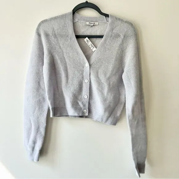 NWT Madewell Alpaca-Blend V-Neck Cropped Cardigan Sweater in Violet Quartz
