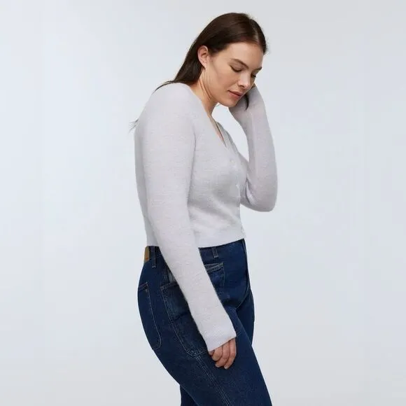 NWT Madewell Alpaca-Blend V-Neck Cropped Cardigan Sweater in Violet Quartz