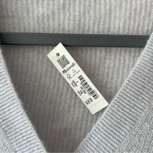 NWT Madewell Alpaca-Blend V-Neck Cropped Cardigan Sweater in Violet Quartz