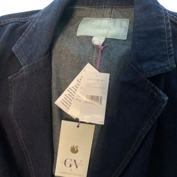 NWT Women Size 14 Gloria Vanderbilt Christian Siriano Patch Pocket Denim Blazer