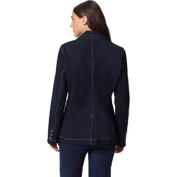 NWT Women Size 14 Gloria Vanderbilt Christian Siriano Patch Pocket Denim Blazer