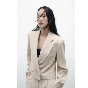 NWT ZARA Cropped Double Breasted Blazer