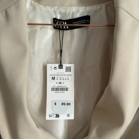 NWT ZARA Cropped Double Breasted Blazer