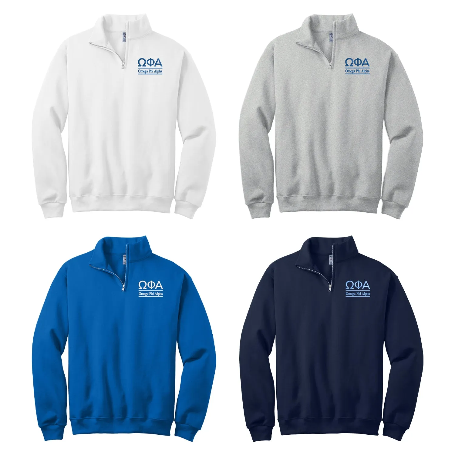 Omega Phi Alpha Quarter Zip Pullover Sweatshirt