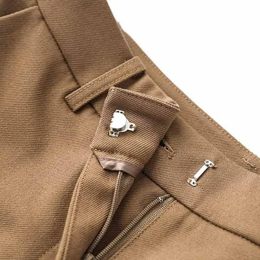 One Button Borwn Pantsuit Fitted Blazer   Mid-High Rise Trousers Pantsuit Suit Formal Wear