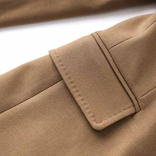 One Button Borwn Pantsuit Fitted Blazer   Mid-High Rise Trousers Pantsuit Suit Formal Wear