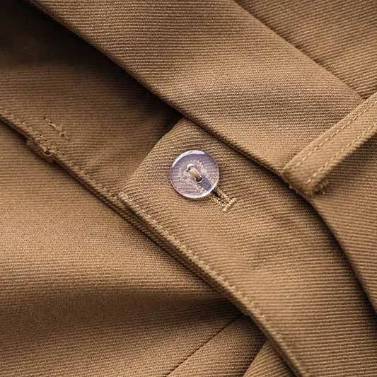 One Button Borwn Pantsuit Fitted Blazer   Mid-High Rise Trousers Pantsuit Suit Formal Wear