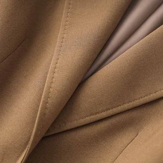 One Button Borwn Pantsuit Fitted Blazer   Mid-High Rise Trousers Pantsuit Suit Formal Wear
