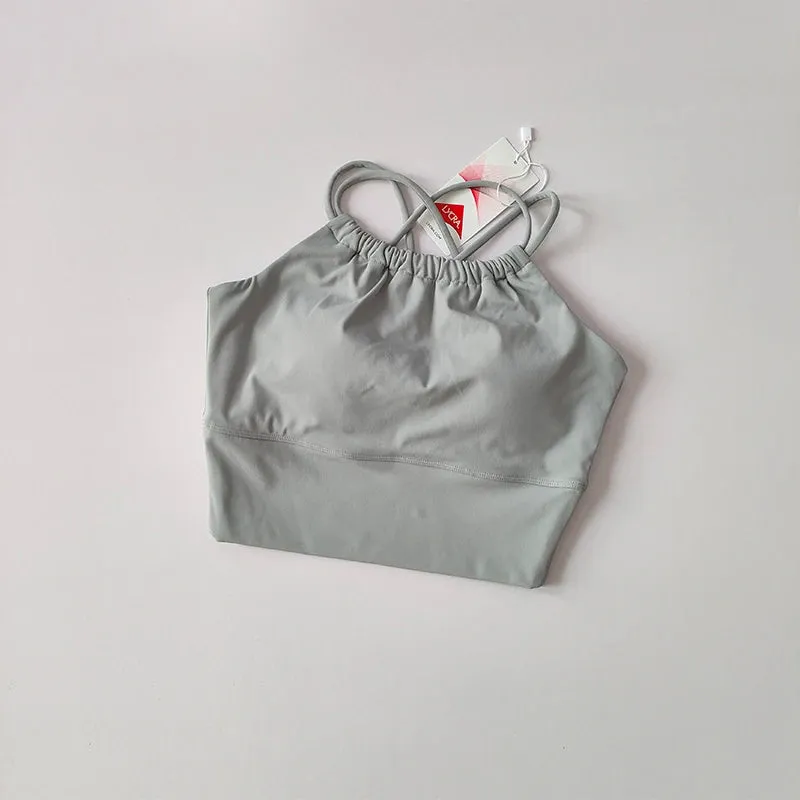 One-Piece Fixed Shoulder Strap Sports Bra for Women