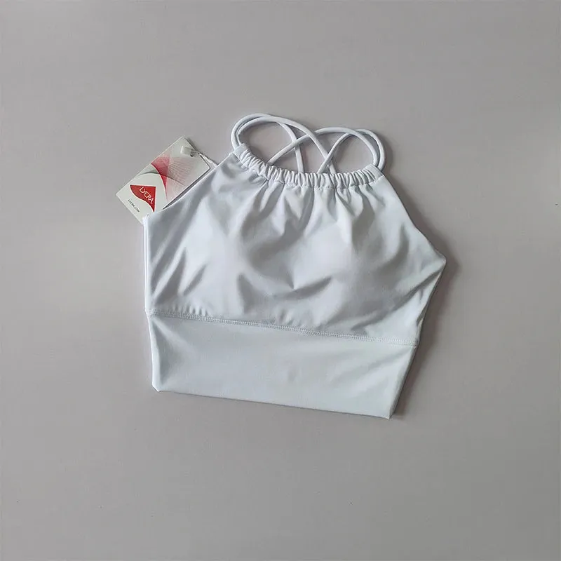 One-Piece Fixed Shoulder Strap Sports Bra for Women