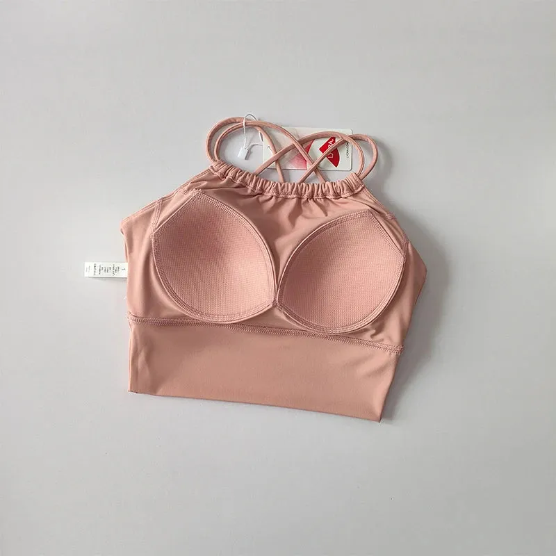 One-Piece Fixed Shoulder Strap Sports Bra for Women