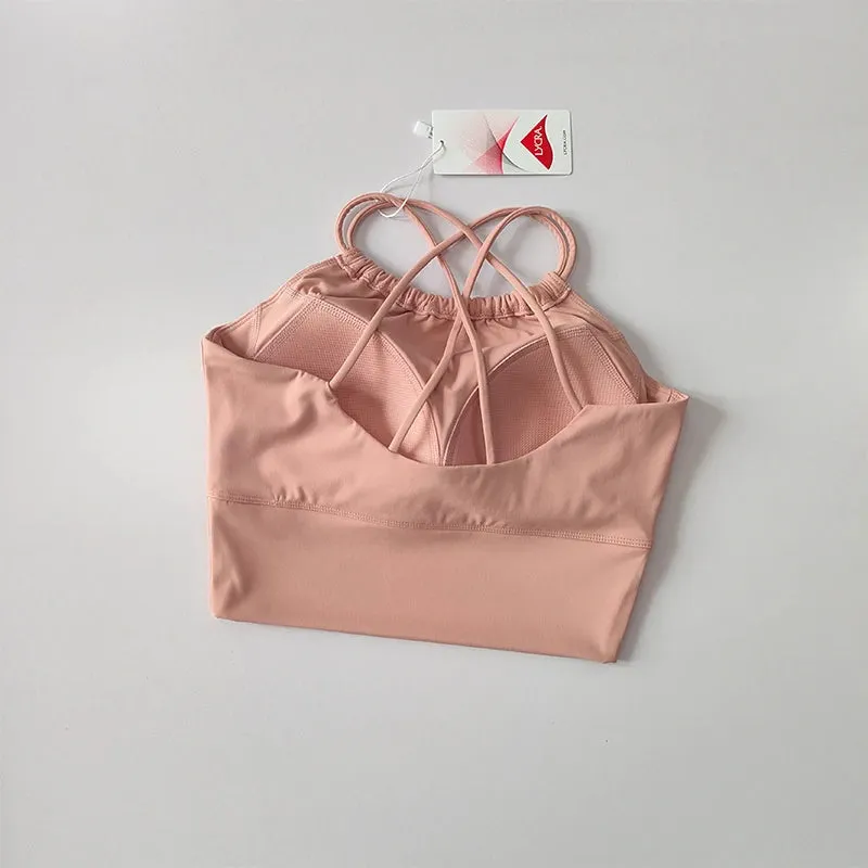 One-Piece Fixed Shoulder Strap Sports Bra for Women