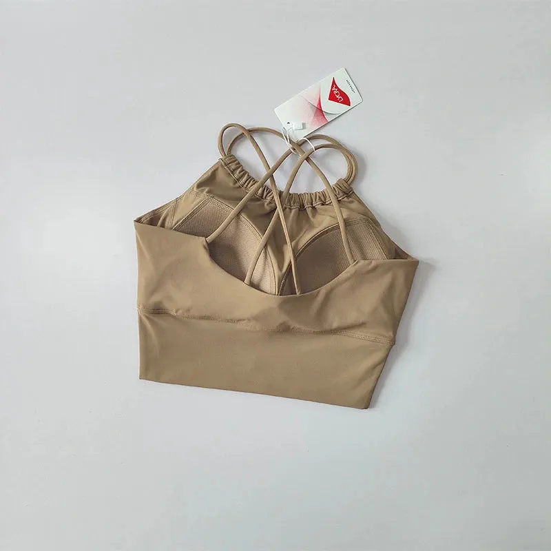 One-Piece Fixed Shoulder Strap Sports Bra for Women