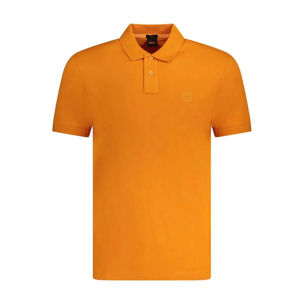 Orange Cotton Men Polo Shirt