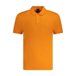 Orange Cotton Men Polo Shirt