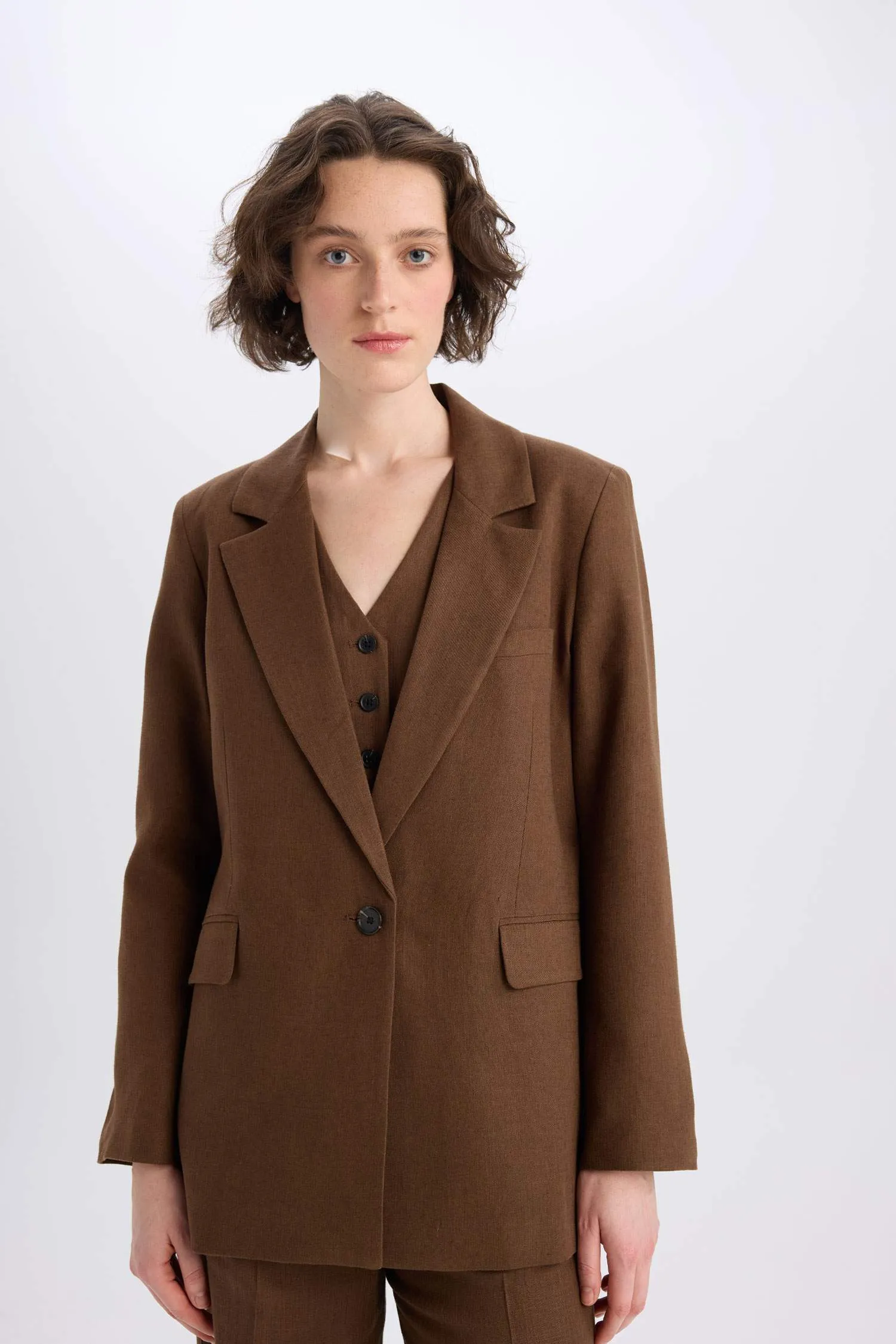Oversize Fit Jacket Collar Blazer