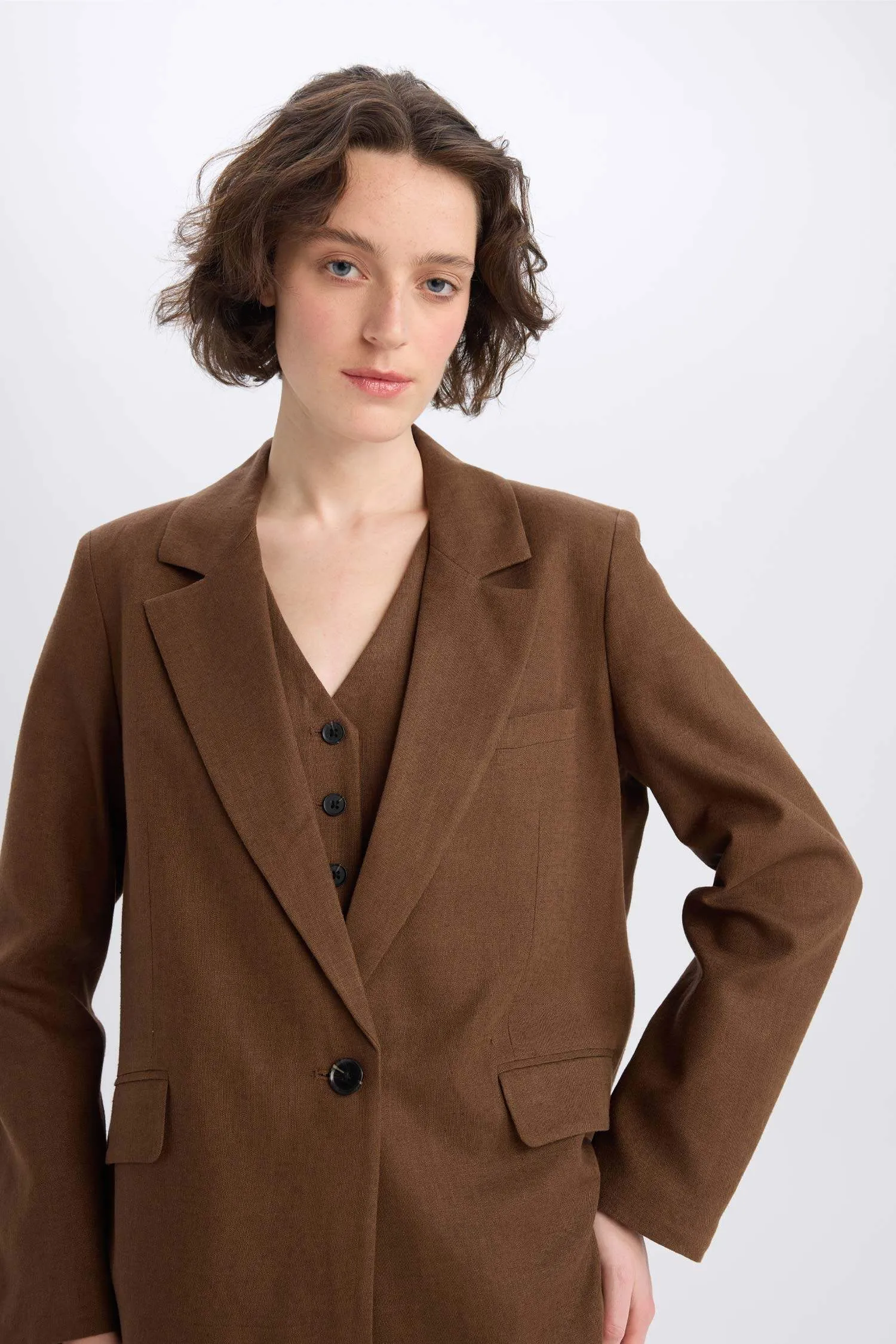 Oversize Fit Jacket Collar Blazer