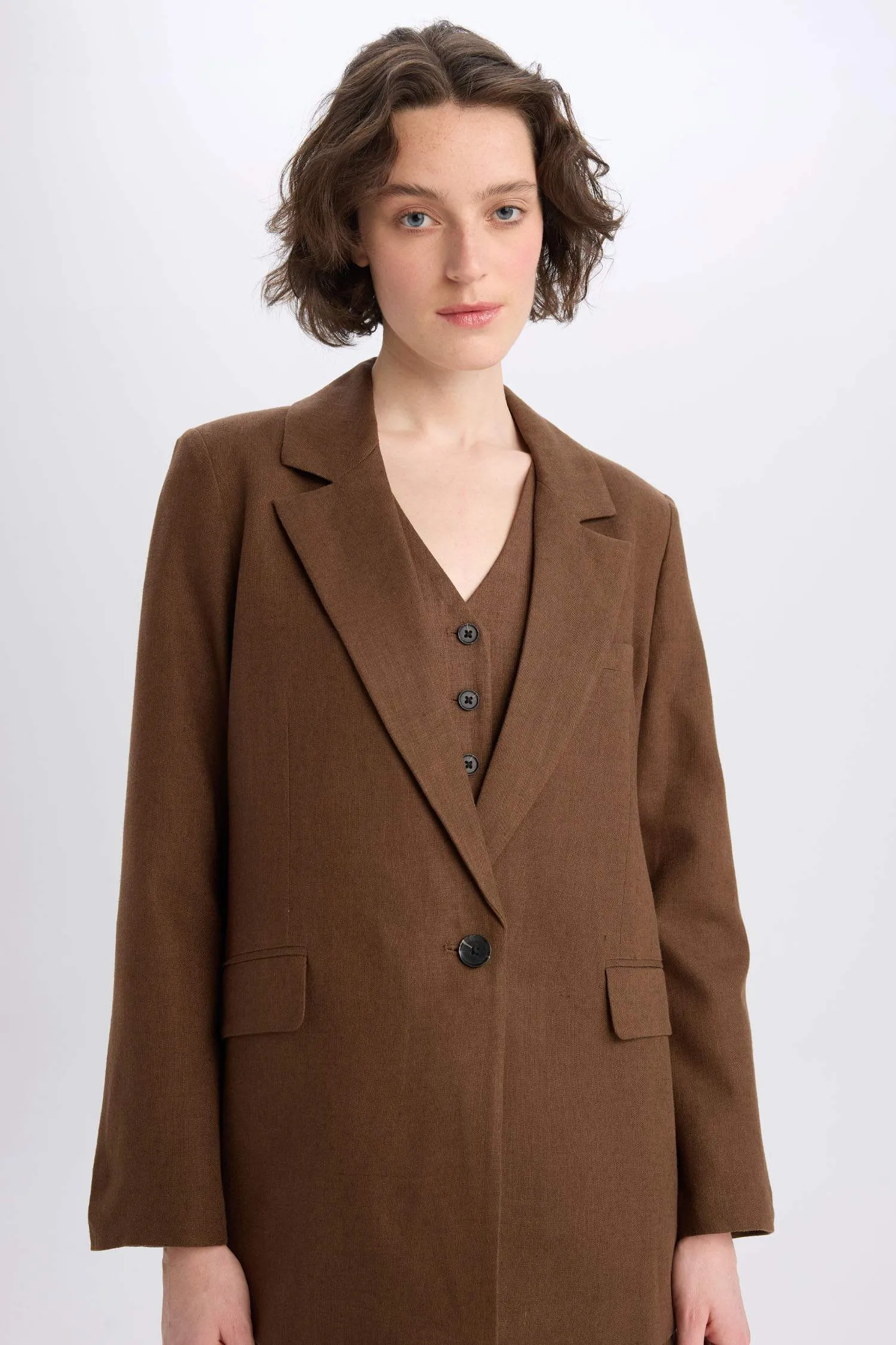 Oversize Fit Jacket Collar Blazer