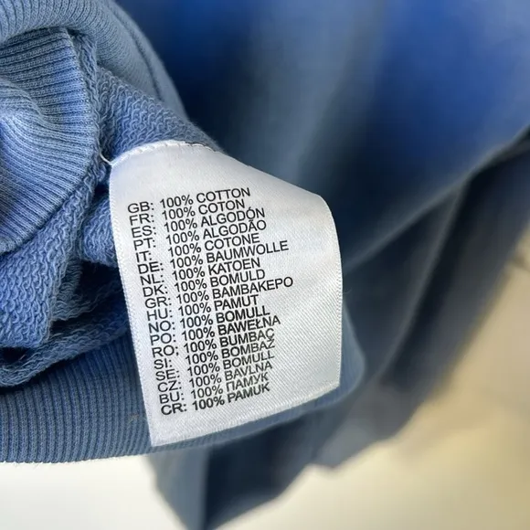 Oversized Pura Vida Boxy Crewneck Sweater light blue Long Sleeve Small Petite