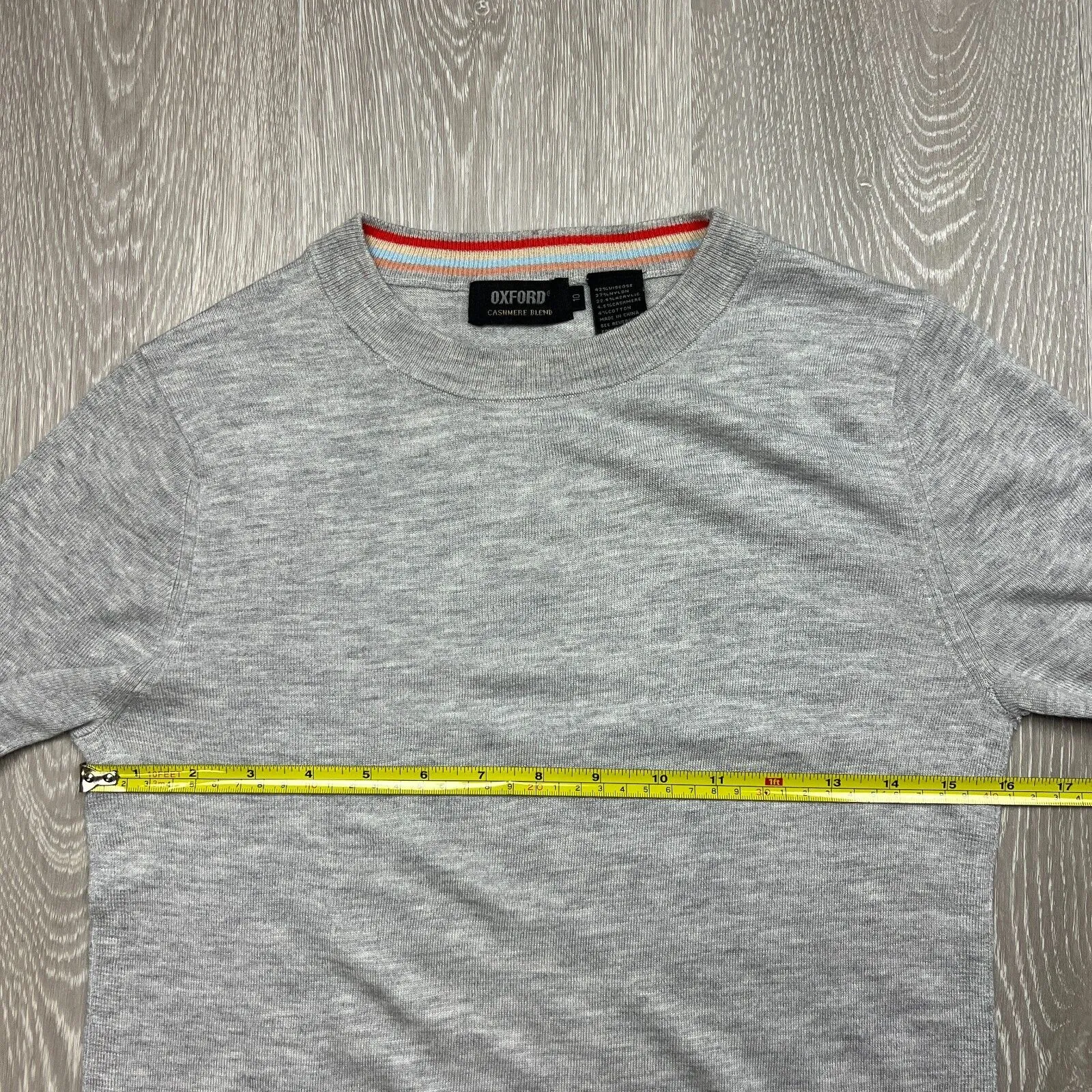 Oxford Womens Grey Cashmere Blend Womens Knit Sweater Size 10