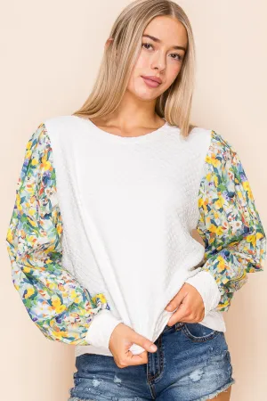 Pattern Sleeves Quilted Light Weight Top