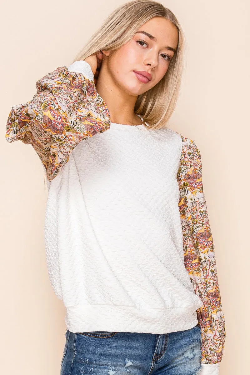 Pattern Sleeves Quilted Light Weight Top
