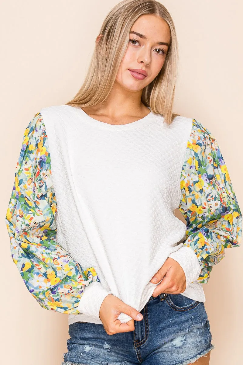Pattern Sleeves Quilted Light Weight Top