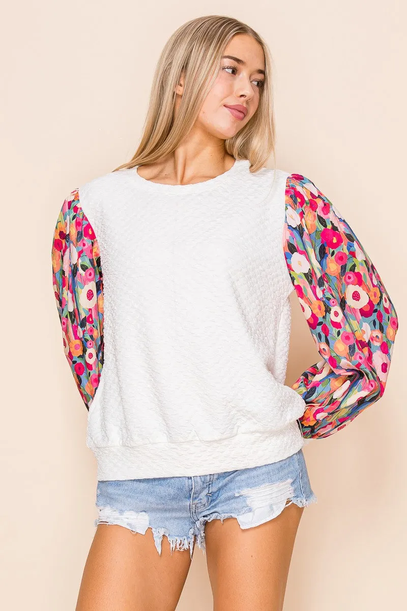 Pattern Sleeves Quilted Light Weight Top