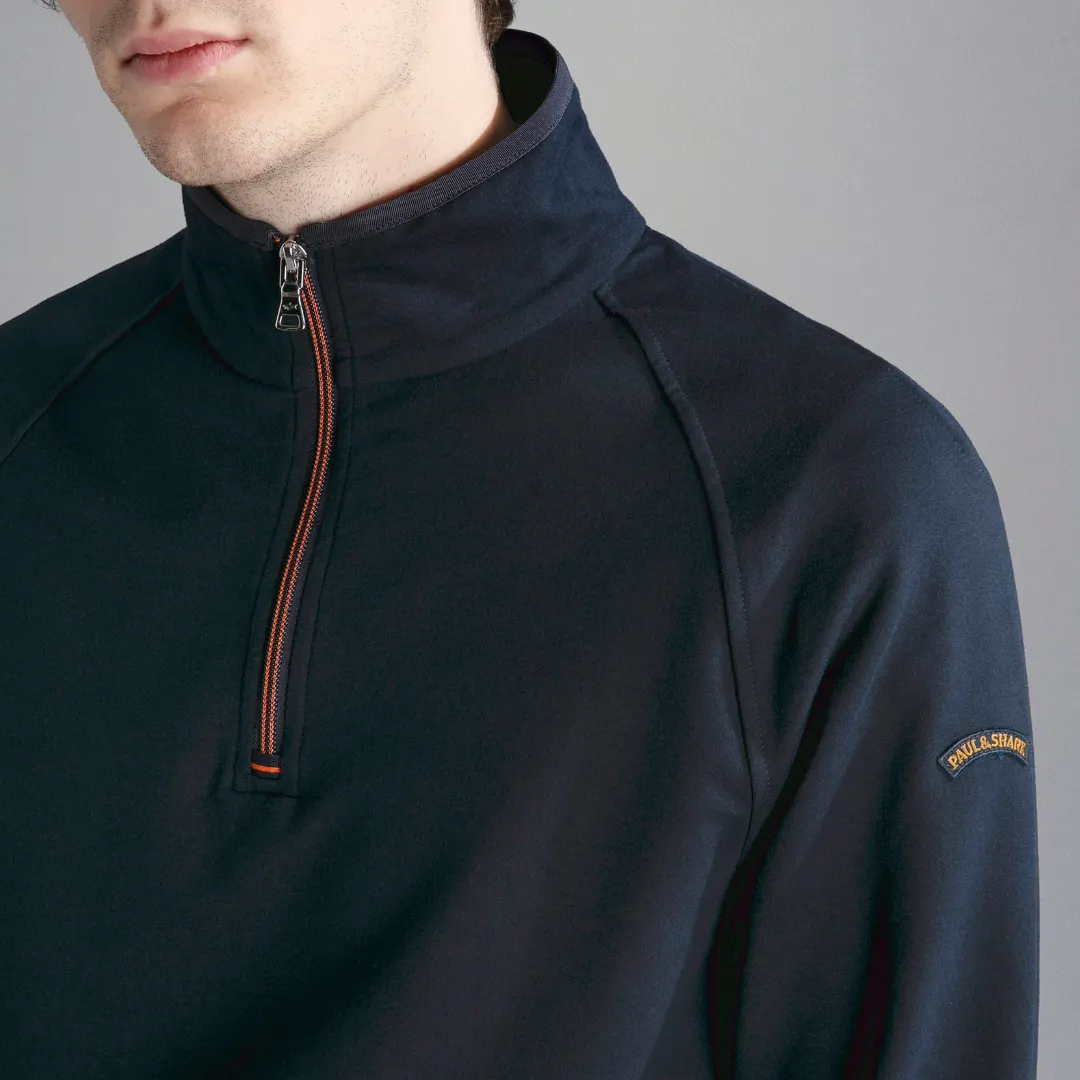 Paul & Shark Stretch Cotton Half Zip Sweat - Navy