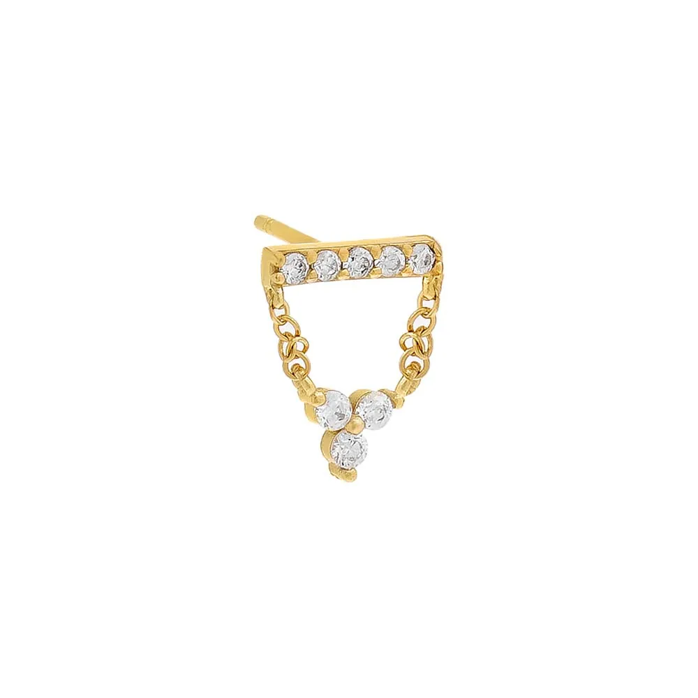 Pavé Bar X Cluster Chain Stud Earring