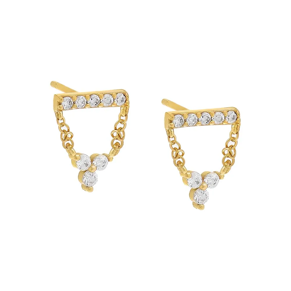 Pavé Bar X Cluster Chain Stud Earring