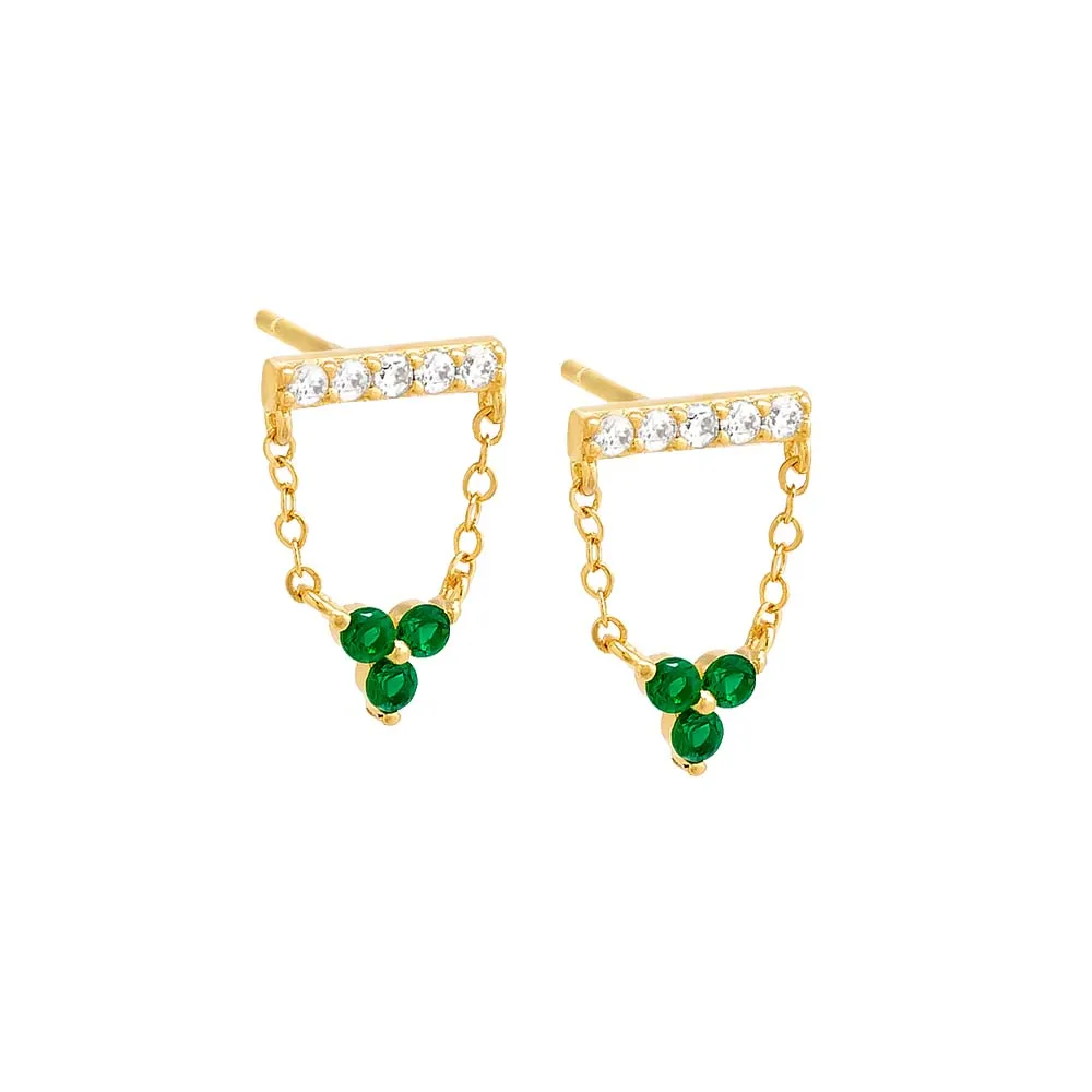 Pavé Bar X Cluster Chain Stud Earring