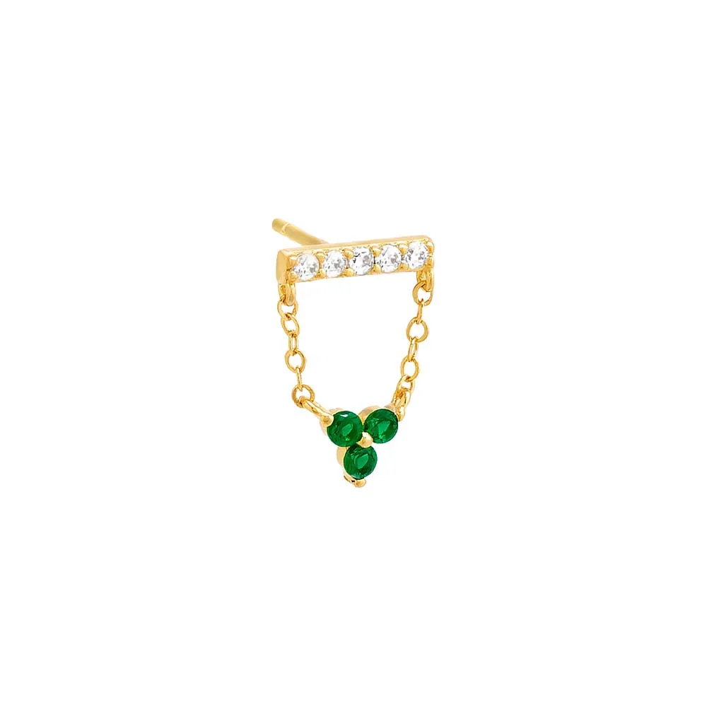 Pavé Bar X Cluster Chain Stud Earring