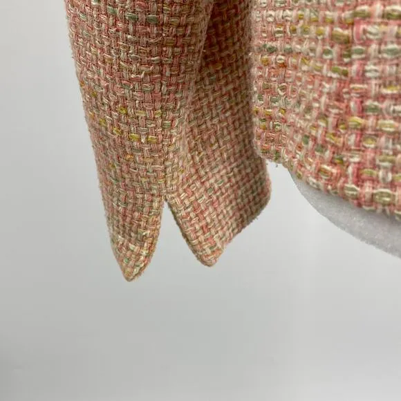 Pendleton Size 12 Silk Tweed Blazer Pink Yellow Polyester Lined Button Front