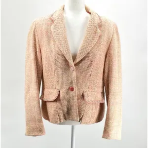 Pendleton Size 12 Silk Tweed Blazer Pink Yellow Polyester Lined Button Front