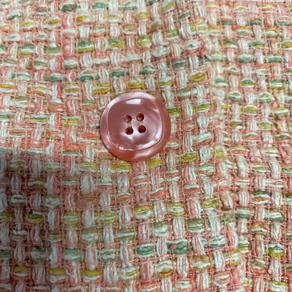 Pendleton Size 12 Silk Tweed Blazer Pink Yellow Polyester Lined Button Front