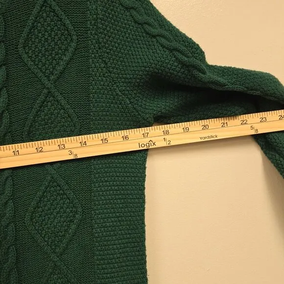 Pendleton Women's M Forrest Green Cable Knit Sweater Cotton Cashmere Blend