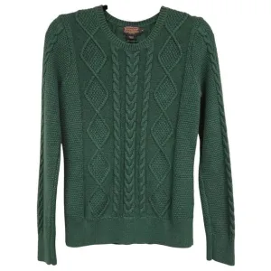 Pendleton Women's M Forrest Green Cable Knit Sweater Cotton Cashmere Blend
